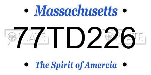 77TD226 Massachusetts License Plate