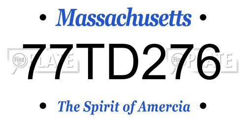 77TD276 Massachusetts License Plate
