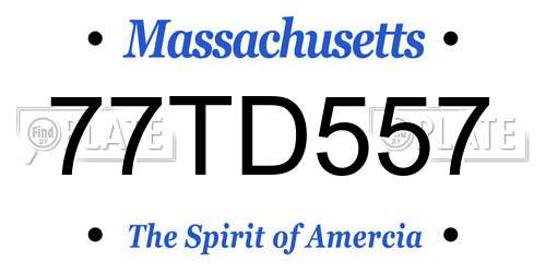 77TD557 Massachusetts License Plate