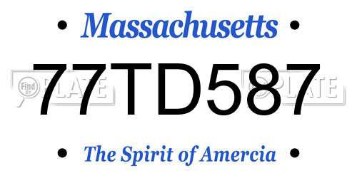 77TD587 Massachusetts License Plate