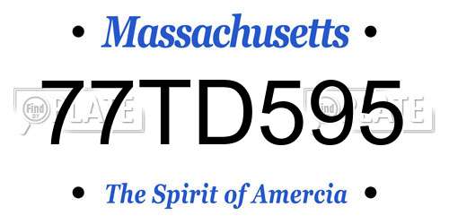 77TD595 Massachusetts License Plate