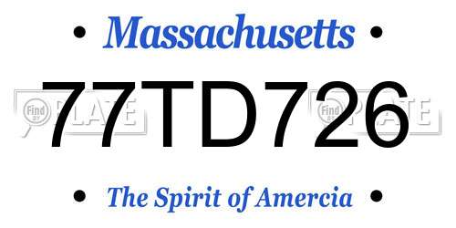 77TD726 Massachusetts License Plate