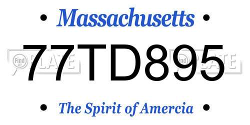 77TD895 Massachusetts License Plate