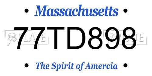 77TD898 Massachusetts License Plate