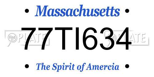 77TI634 Massachusetts License Plate