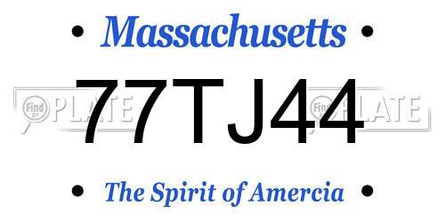 77TJ44 Massachusetts License Plate