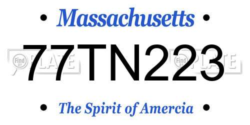 77TN223 Massachusetts License Plate