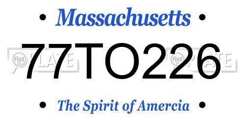 77TO226 Massachusetts License Plate