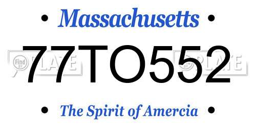 77TO552 Massachusetts License Plate