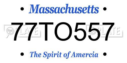 77TO557 Massachusetts License Plate