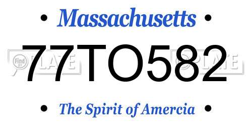 77TO582 Massachusetts License Plate