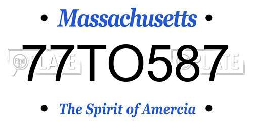 77TO587 Massachusetts License Plate
