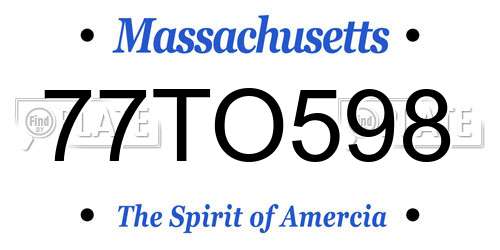 77TO598 Massachusetts License Plate