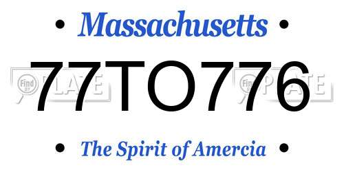 77TO776 Massachusetts License Plate