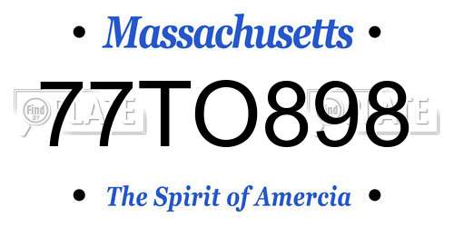 77TO898 Massachusetts License Plate