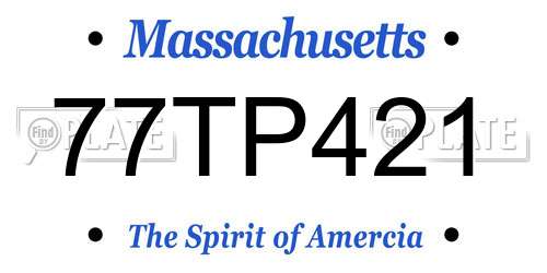 77TP421 Massachusetts License Plate
