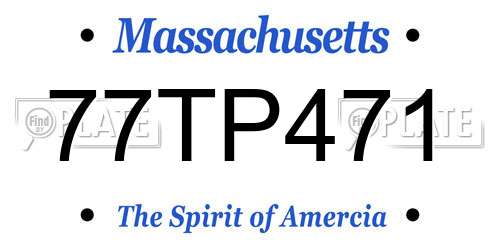 77TP471 Massachusetts License Plate