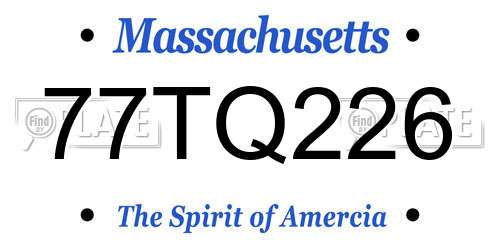 77TQ226 Massachusetts License Plate
