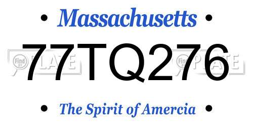 77TQ276 Massachusetts License Plate