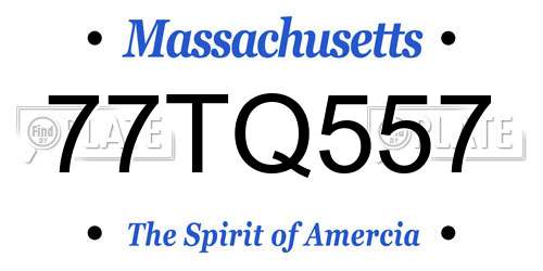 77TQ557 Massachusetts License Plate