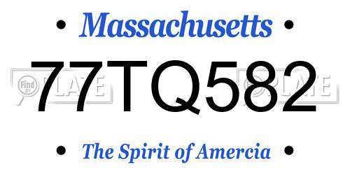 77TQ582 Massachusetts License Plate