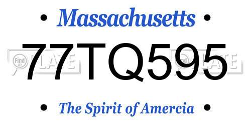 77TQ595 Massachusetts License Plate