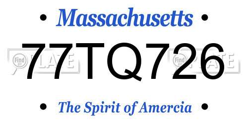77TQ726 Massachusetts License Plate