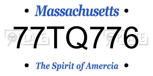 77TQ776 Massachusetts License Plate