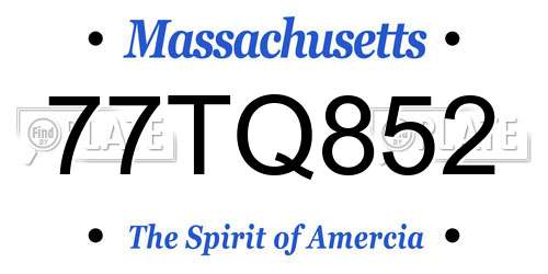77TQ852 Massachusetts License Plate