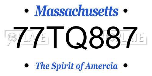 77TQ887 Massachusetts License Plate