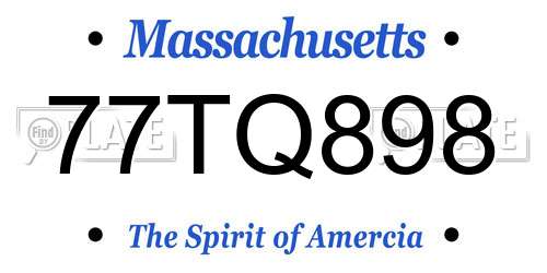 77TQ898 Massachusetts License Plate