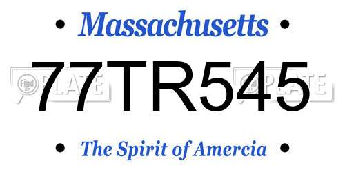 77TR545 Massachusetts License Plate