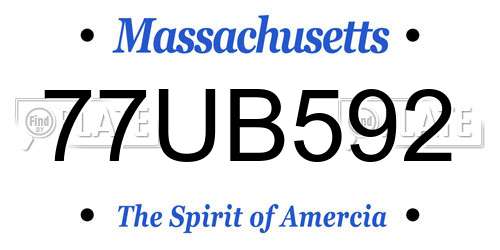 77UB592 Massachusetts License Plate