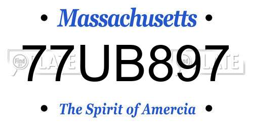77UB897 Massachusetts License Plate