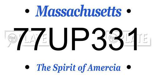 77UP331 Massachusetts License Plate