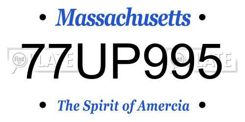 77UP995 Massachusetts License Plate