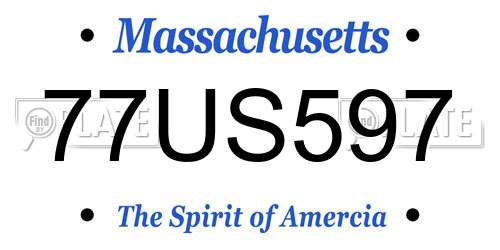 77US597 Massachusetts License Plate