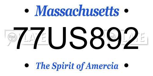 77US892 Massachusetts License Plate