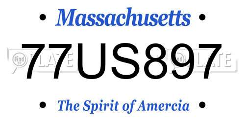77US897 Massachusetts License Plate