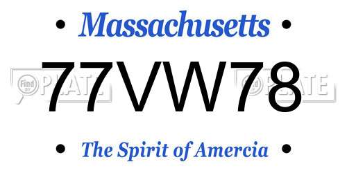 77VW78 Massachusetts License Plate