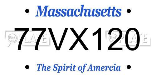 77VX120 Massachusetts License Plate