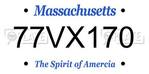 77VX170 Massachusetts License Plate