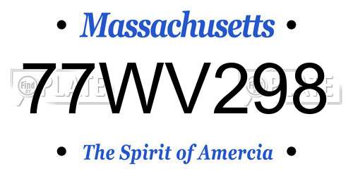 77WV298 Massachusetts License Plate