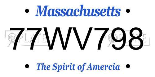 77WV798 Massachusetts License Plate