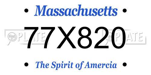 77X820 Massachusetts License Plate