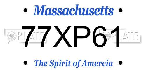 77XP61 Massachusetts License Plate