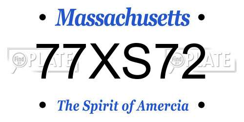 77XS72 Massachusetts License Plate
