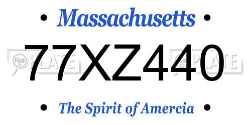 77XZ440 Massachusetts License Plate