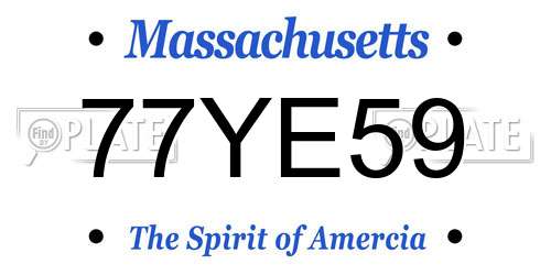 77YE59 Massachusetts License Plate