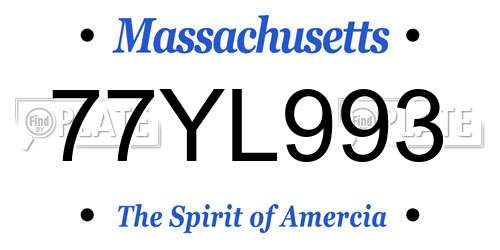 77YL993 Massachusetts License Plate